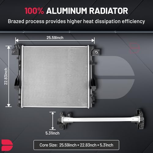 Image of BDFHYK Radiator Replacement for Jeep Wrangler JK 2007-2018 (3.6L & 3.8L V6), Aluminum Core for CU2957 2957 68143886AA 55056634AB