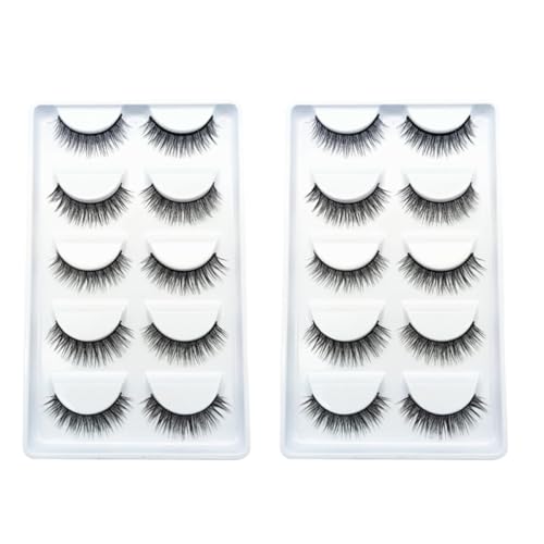Baluue 10 Pares de Pestañas Postizas de Química Suaves y Cómodas y Realistas Negras Fáciles de Usar para Maquillaje y Belleza de Pestañas