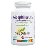 SURA VITASAN Acidophilus Ultra 60 Cápsulas con Cobertura Entérica – Probióticos con 11.000 Millones de UFC, 11 Cepas + Prebióticos FOS/AOS – Equilibrio de la Microbiota – Salud Intestinal