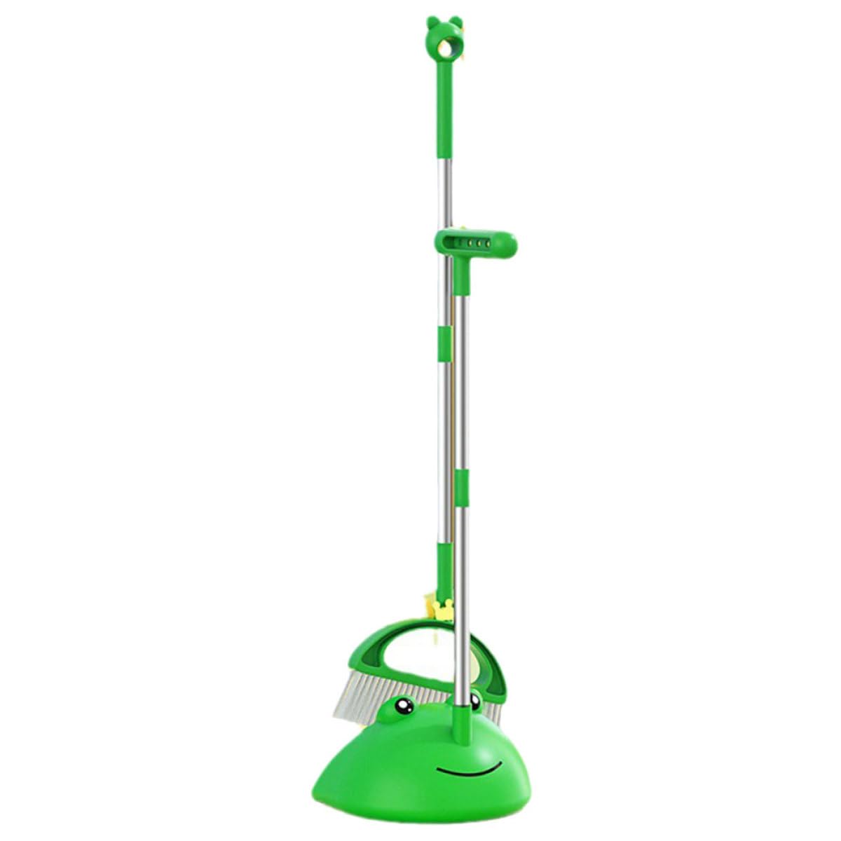 Recogedor Mango Ergonómico, Materiales PP y Pet y Juego de Escoba Infantil Color Verde Adecuado para Limpiar Suelos sin Dañar Paredes