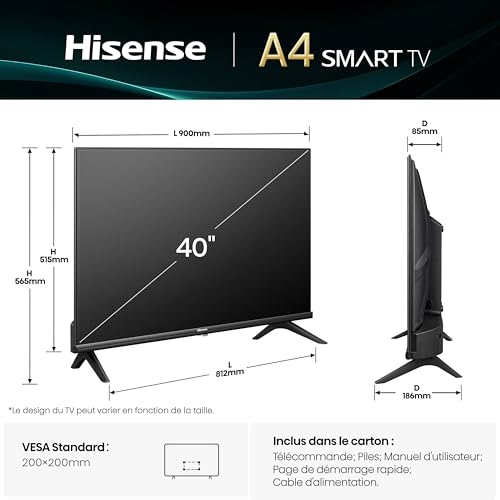 Hisense 40A4Q TV 101 6 cm 40 HD Smart TV Wifi 200 cdm² Neuf - vue 6