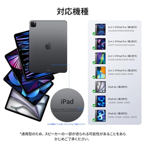 NIMASO iPad Air 11インチ ケース(2024)(M2) 第6世代 対応 iPad Air 5/4(2022/2020) 用 ケース iPad Pro 11インチ 第4/3/2/1世代 対応 ケース(2022/2021/2020/2018) 三つ折り Y式折 スタンド 取り外し可能マグネットカバー 多角度スタンド 耐衝撃 汚れに強い レンズフレーム付き グレー NTC24D1209