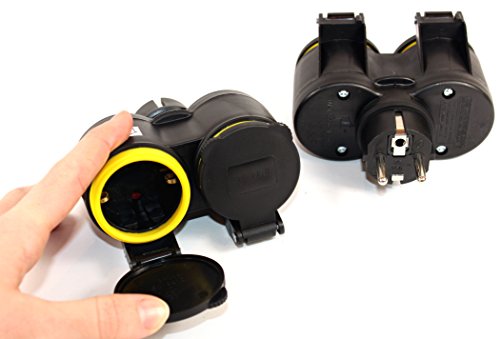 Feuchtraumsteckdose - K&B Vertrieb- SCHUKO KUPPLUNG Schuko Schukokupplung Schuko-Kupplung 220V IP44 Schutzkontaktkupplung Deckel 732 (1 Stück)