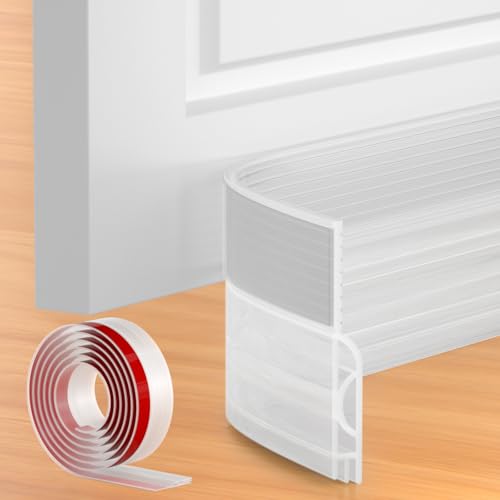 Image of Door Draught Excluder, Adjustable Door Sweep for Bottom of Door, Gap Filler for Exterior and Interior Doors, Door Weather Stripping Blocks Noise and Cold Air (39 Inch, Clear)
