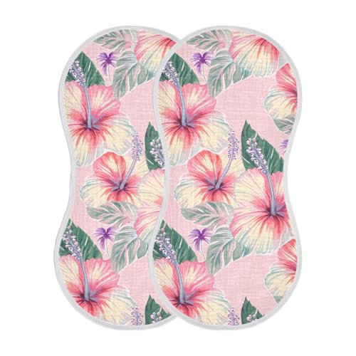 Hibiscus Leaves Sweet Pink Burp Cloths for Babies Burp Rag Cotton Spit Up Rag for Babies Newborn