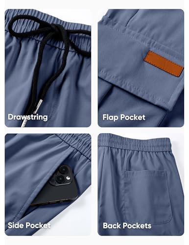 JMIERR Mens Casual Baggy Cargo Pants Stretch Sweatpants Loose Fit Drawstring Hiking Workout Joggers with Multi Pockets - Image 6