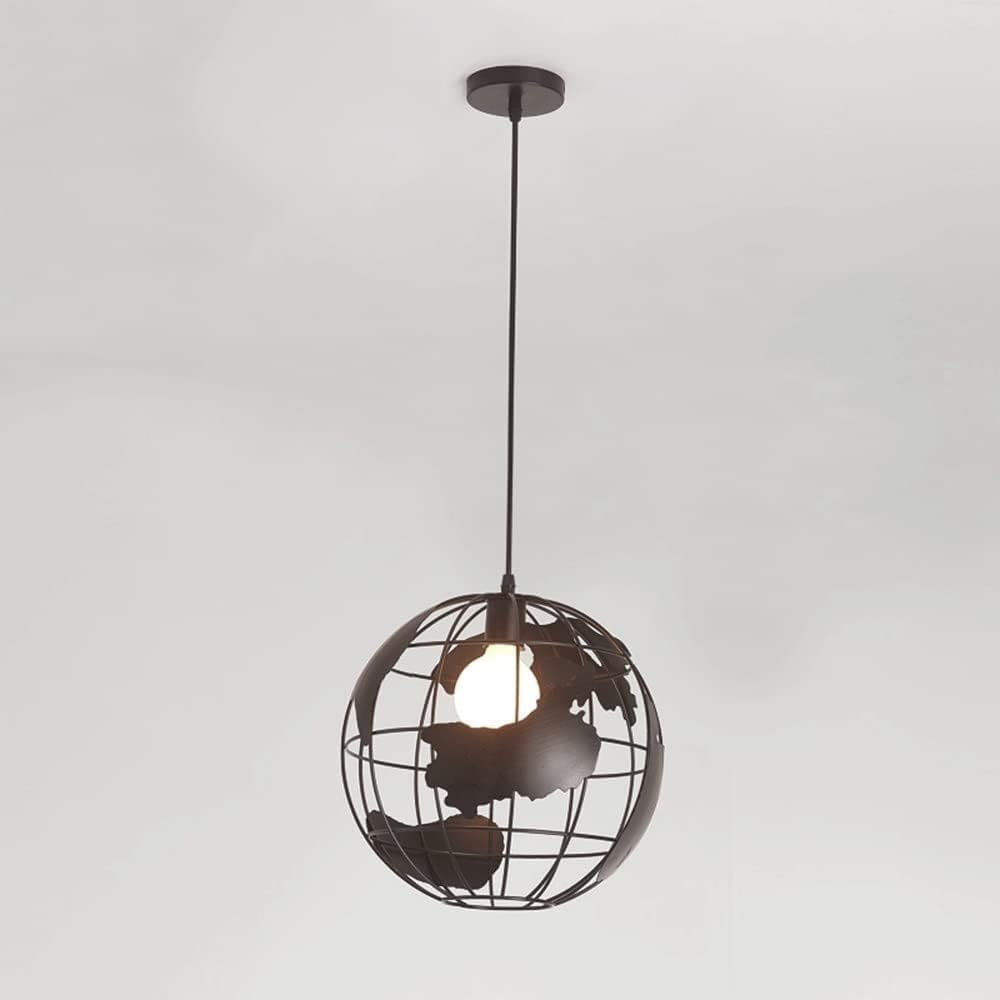 11.8in Industrial Creative Globe LED Pendant Lights, Adjustable Height World Map Chandelier, Hanging Iron Pendant Lamps, Earth Ceiling Fixture, for Dining Room Kitchen Bedroom Office(White)