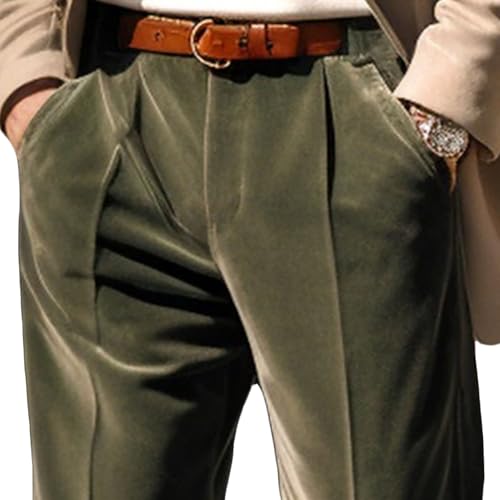 Mens Casual Corduroy Pleated Pants Relaxed Fit Corduroy Trousers Straight Leg Pleated Dress Men Pant4