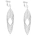 Clip on Long Dangle Earring Women Girl Fashion Jewelry Drop Diamond Cut Layered Tiered Leaf Silver Tone