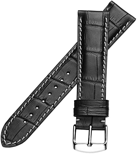 Image of 18mm 20mm 22mm 24mm 26mm 28mm 30mm 32mm Genuine Leather Black Brown Light Brown Blue Silver Rose Yellow Golden Silver Buckle Clasp Watch Band Strap for Men and Women