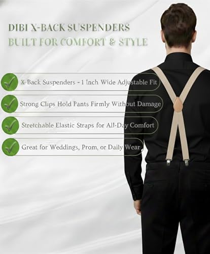 Image of Dibi Suspenders for Men - Adjustable X back Suspender with 4 Strong Clips