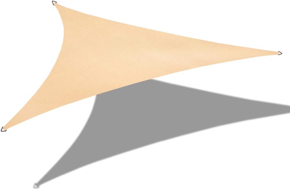 10' x 10'x 10' Triangle Waterproof Woven Sun Shade Sail in Vibrant Colors (Beige)