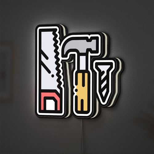 Ancfun Tool 3D Novelty Light Box, Rugged Workshop Accent Light for DIYers and Craft Bench Decor (Width 8 inch, 20cm)