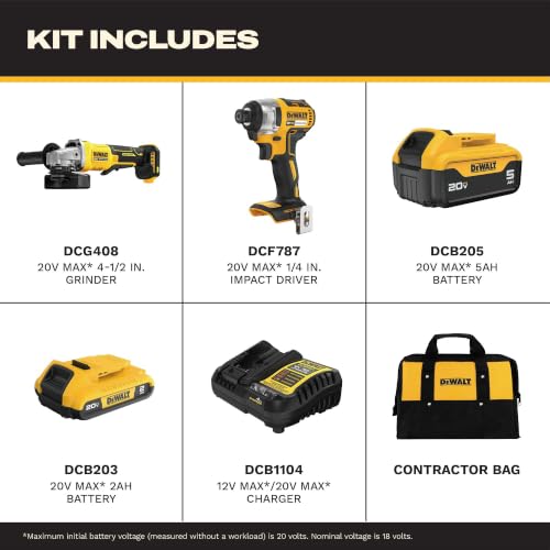 Image of DEWALT 20V MAX Cordless Brushless Grinder Impact Driver Combo (DCK234D1P1)