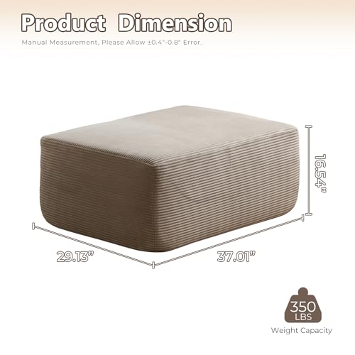 Image of HOOOWOOO Cloud Sectional Couch for Living Room,Modular Sectional Sofa No Assembly,Matching Plush Corduroy Ottoman(Beige)