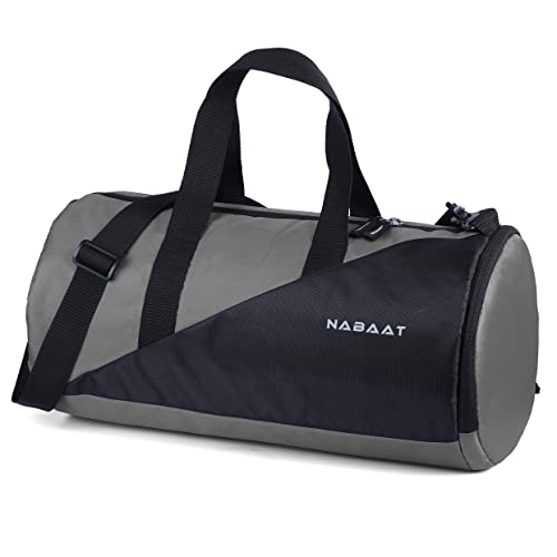 Image of NABAAT Polyester Gym Bags for Men and Women Duffle Bag /Sports Bag /Shoulder Side Bag for Travel, Water Resistant with Shoe Compartment (Grey Black, GMB-GRBK2)