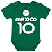 Tees & Tails Mexico Flag Soccer Jersey Stye Baby Unisex Short Sleeve Bodysuit | International Soccer | Game Day | Green, 12M 1651