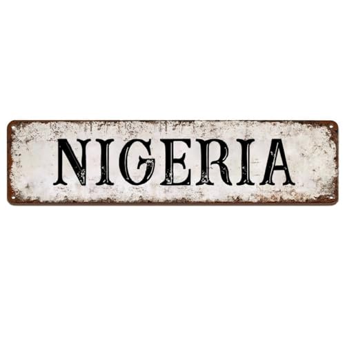 Custom Nigeria Aluminum Sign Road Sign 4x18 Inch Patriotism Gift Made in The USA Quality Chic Country Street Signs Wall Decor for Door Man Cave Holiday Gifts