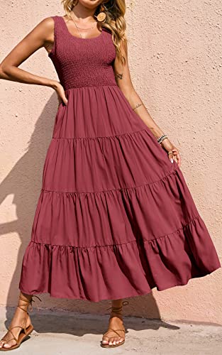 Image of PRETTYGARDEN Women's 2026 Casual Loose Plain Maxi Sundress Smocked Tank Dress Sleeveless Summer Beach Tiered Long Dresses