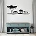 African Safari Wall Decal Africa Wild Animals Sign Nature Tree Elephant Vinyl Sticker Home Playroom Bedroom Decor Wall Art Nursery Mural Y65 (Black)