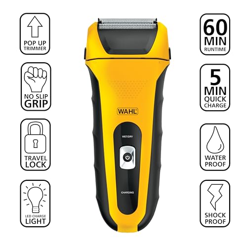 Image of Wahl Lifeproof Lithium Ion Foil Shaver - Waterproof Rechargeable Electric Razor with Precision Trimmer for Men's Beard Shaving, Trimming, & Grooming with Quick Charge - Model 7061-100