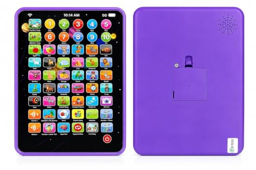 Image of Learning Pad for Preschoolers & Toddlers 2Y+ | 14 Interactive Functions, Phonics, Alphabets, Numbers, Transport & Animal Sounds | Educational and Early Developmental Toy (Purple)