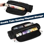Rexmica Playmat Tube Case Bag Holds 2 Playmat (36 x 61 cm), Dual Gaming Playmat Tube with Dice Pocket Fits for TCG MTG Game mat, Game Play Mat Tube Storage Container Bag with Shoulder Strap