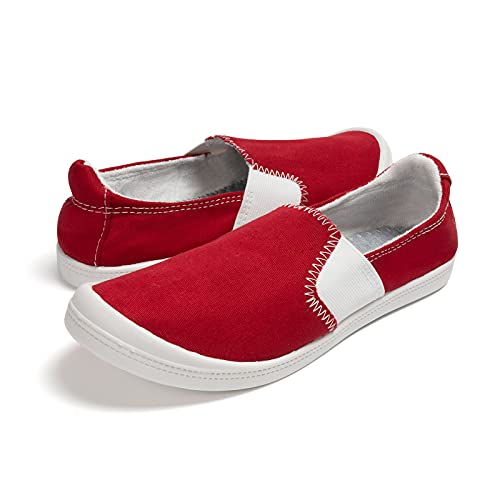 Image of FUNKYMONKEY Slip-On Canvas Sneakers for Women, Comfortable Lightweight Lace-Up Flat Casual Tennis Shoes Breathable Walking Shoes for Everyday Wear