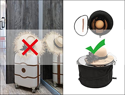 Foldable Hat Box,Round Hat Storage Box With Lid, Stuffed Animal Toy Storage Box, Large Pop-Up Hat Storage Bag, Men And Women Travel Hat Box, 17 In Black #TOP3