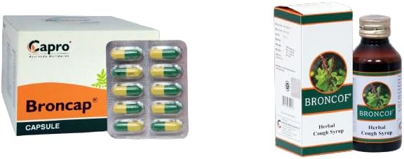 CAPRO - Broncap Capsule 100, Capsule and Broncof Herbal Cough Syrup 100 ML - Combo Pack