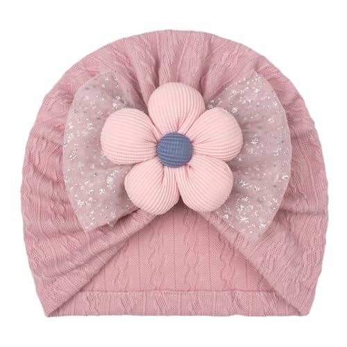 Baby Turban Hat Bowknot Flower Headwrap Newborns Caps Soft Bonnet Caps Hospital Hat for Baby 0-12 Month