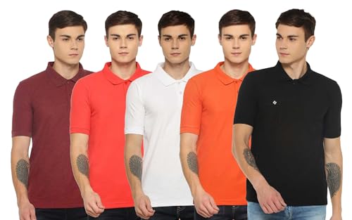 Dollar Mens Cotton Casual Solid Polo Tshirt (Pack of 5)