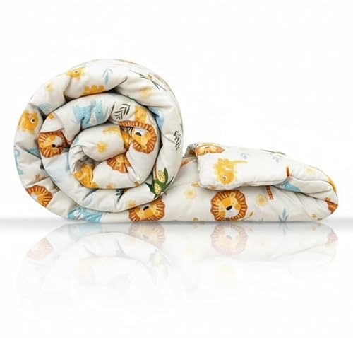 Image of Filymore Cute Lion 3-Piece Kids Bedding Set - Single Bed Comforter, Matching Bedsheet & Pillow Cover - Soft Peach abd White Design for Children's Room(90X60) inch
