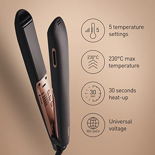 Panasonic-EH-HS99-Nanoe-Ceramic-Hair-Straightener-for-Improved-Shine-with-Temperature-Control-BlackRose-Gold