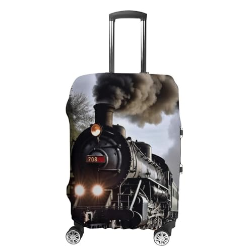 Steam Train Luggage Cover, Washable Elastic Suitcase Cover Protector Fit 18-32 Inch Luggage