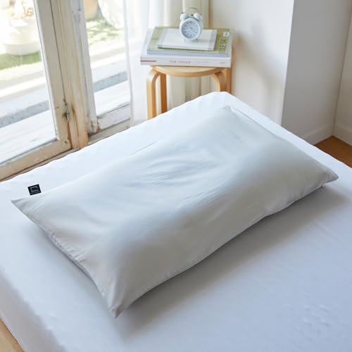 昭和西川 枕カバー ピロケース 日本製 綿100% 80スーピマ超長綿 スーピマコットン サテン織 合わせ式 約73×46cm枕対応 グレー