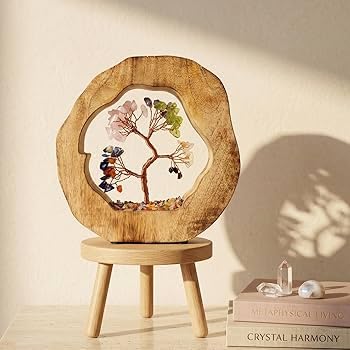 Tree of Harmony Multi-Gemstone Crystal Tree of Life with Wooden Frame | Vastu Decor, Home & Office Use, Luck & Prosperity, Positive Energy, Natural Gemstones-image-21