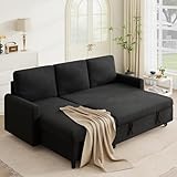 Shintenchi Sofa Bed Sleeper Pull Out 2 in 1 Sectional Sleeper Sofa Couches with Storage, Pullout Sectional Couches for Apartment Living Room, Black