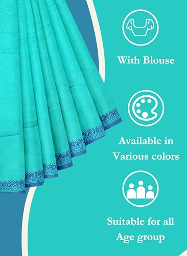 Image of Women's Chettinad Cotton Sarees | Handloom Saree with Blouse | Pure Cotton Sarees for Women Daily use and All Occasion Wear| Soft, Comfort Cotton Saree