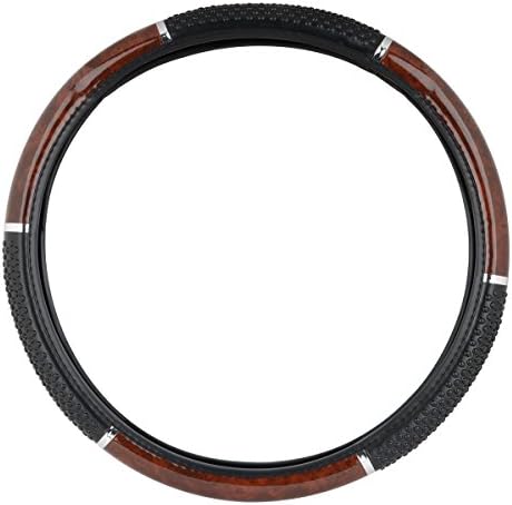GG Grand General 54041 18 Inches Steering Wheel Cover Dark Wood with Black Hand Grips