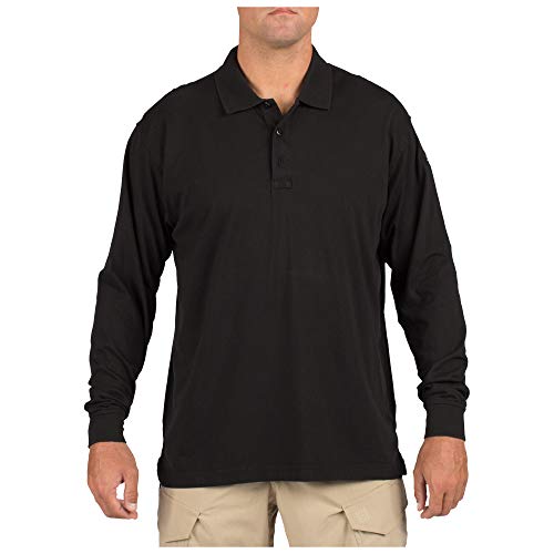 5.11 Men's Tactical Polo Long Sleeve Tshirt, Black, X-Large