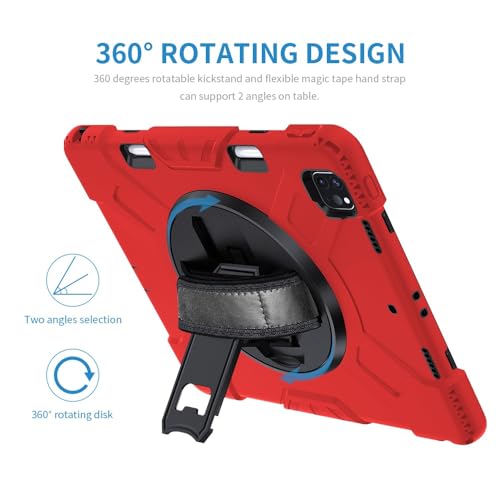 Coque iPad Pro 12.9 antichoc rouge pour modèles 2022 à 2018