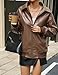 GraceSelect Dark Brown Fake Leather Jacket Women, Spring Jackets Oversized Bomber Coats, 2026 Winter Trendy Clothes Y2K Tops
