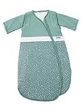 Gesslein 773211 Bubou Babyschlafsack mit abnehmbaren Ärmeln: Temperaturregulierender Ganzjahreschlafsack für Baby/Kinder Größe 110 cm, Punkte petrol, türkis, 540 g