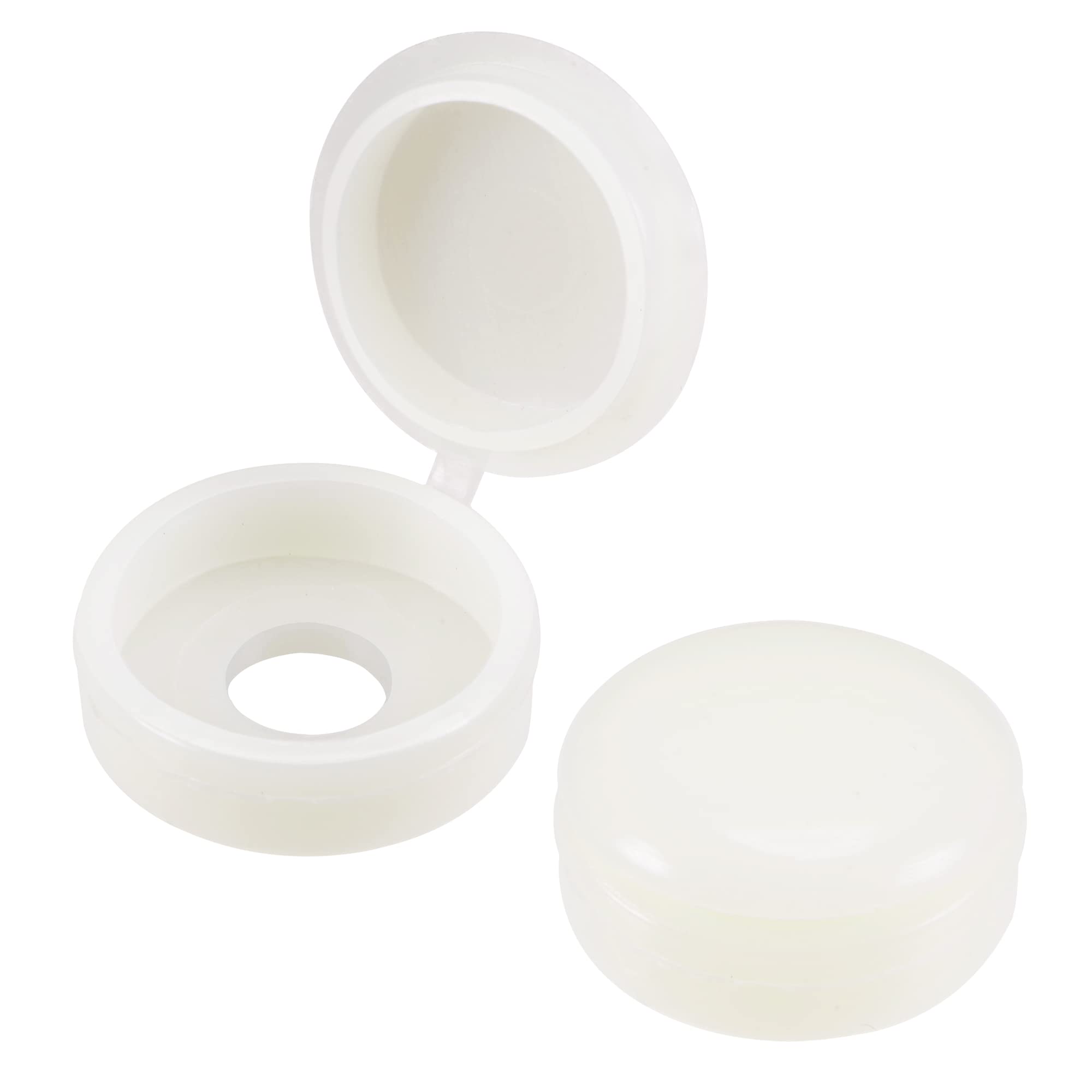sourcing map Plastic Hinged Screw Cover Caps 5.8mm Hole Fold Snap Washer, Beige Pack of 100