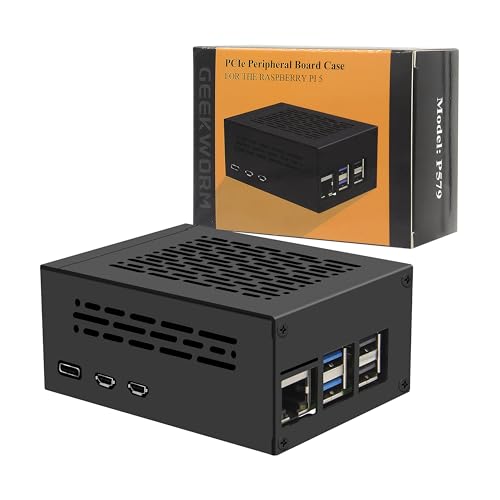 Geekworm Raspberry Pi 5 Case (P579) | Support PCIe M.2 NVMe SSD Shield Top X1001 / X1003 / X1004 / X1012/ X1015 / X1000 & Raspberry Pi 5 Active Cooler