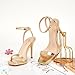 Elisabet Tang Women’s Stilettos Heeled Sandals Open Square Toe Heels,4.3 Inch Open Toe Strappy Sexy High Heels Ankle Strap Buckle Heels for Party Wedding Dress Daily Wear Shoes Gold Size 7