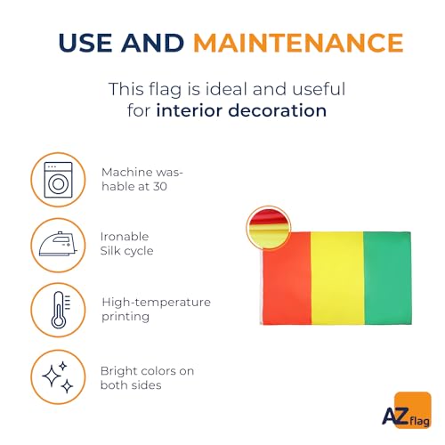 Image of AZ FLAG - Guinea Flag - 3x5 Ft - Light Polyester Guinean Banner with Two Brass Eyelets - Fade Resistant - Vivid Colors - 3' x 5' Feet - 150x90 Cm