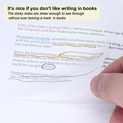 11 Packs Transparent Sticky Note Set 5 Colorful Roll Design Page Marking Sticker,Clear Sticky Notes 300Pcs 3X3In Annotation Books,Page Markers,Index,Bible Accessories,Aesthetic School Supplies #TOP5