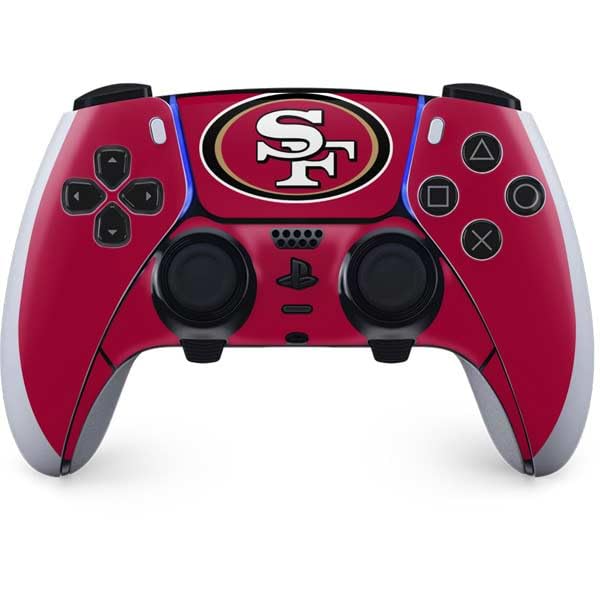 Miniatura 5 de Skinit Calcomanía para juegos compatible con el controlador PS5 DualSense Edge Pro, con licencia oficial de la NFL San Francisco 49ers Double Vision